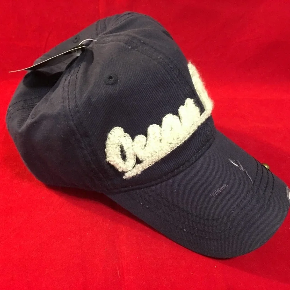 NEW~ Navy Blue Distressed  Ocean City Ball Cap Hat Unisex